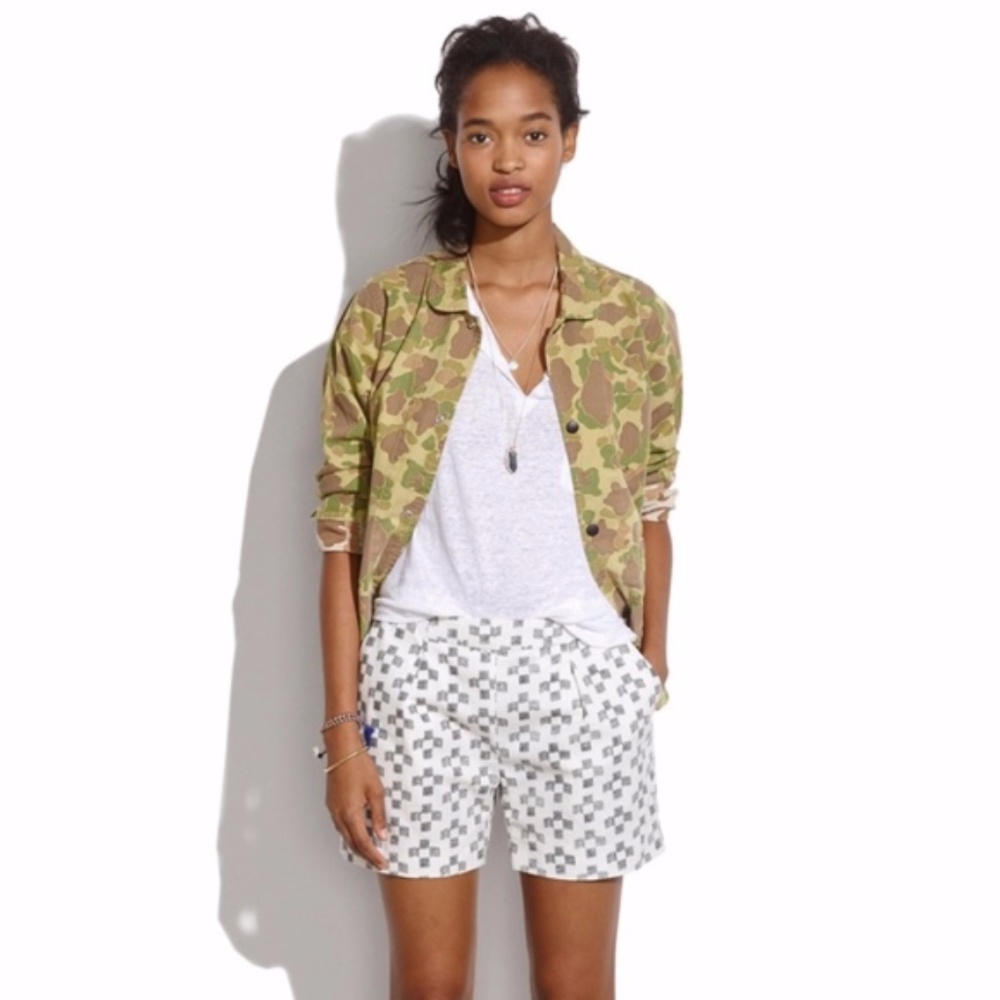 Madewell 100% Cotton Deck Shorts in Cross Hatch Ikat